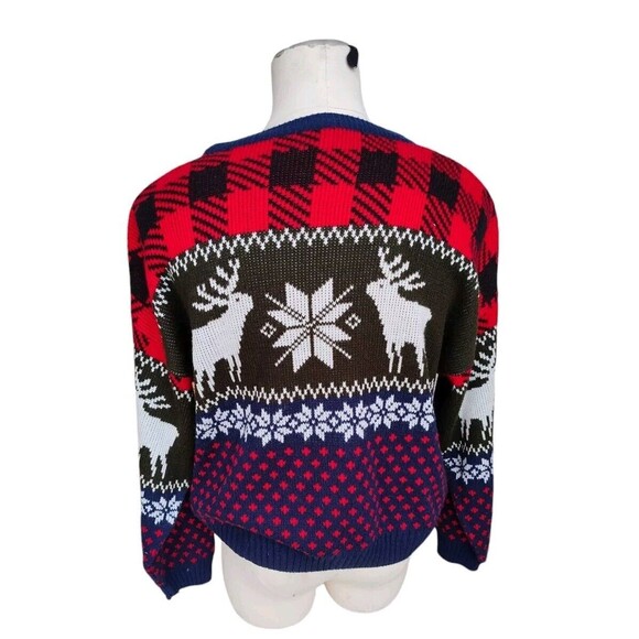 Vintage 90s Fair Isle Christmas Sweater Falls Creek Large Red Green Navy - Picture 3 of 8